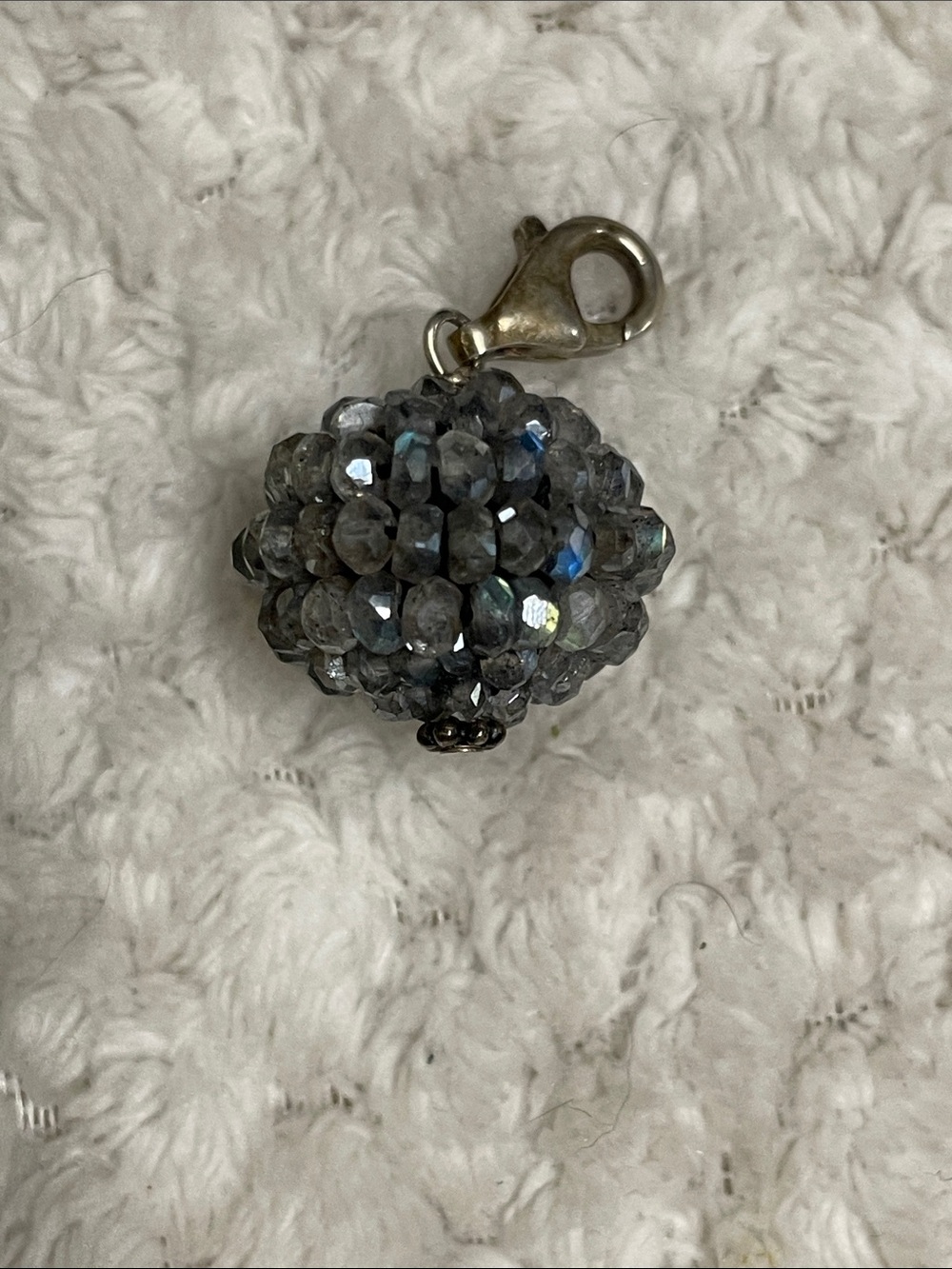 Hillberg & berk Sterling Beaded Crystal Cluster Charm in Iridescent Gray